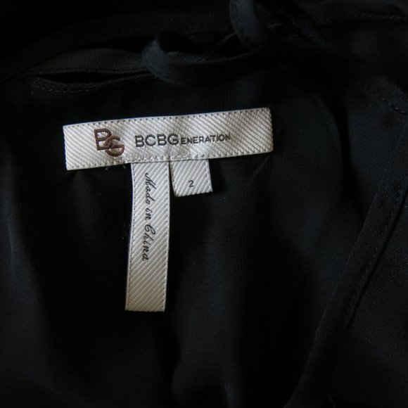 BCBGeneration Black Sleeveless Beaded Pleated Mini Dress - Size 2 - Picture 7 of 8